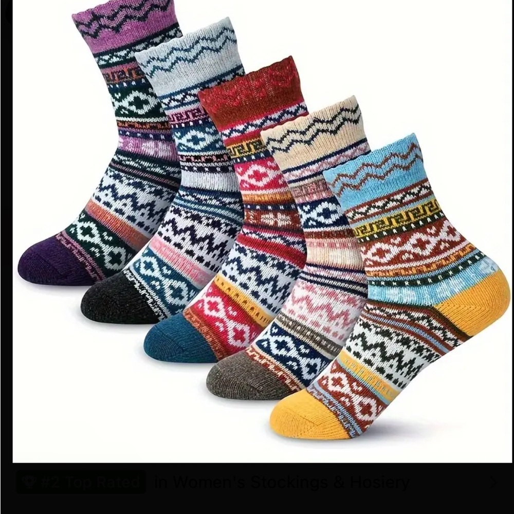 5pairs Colorful Patterned Socks